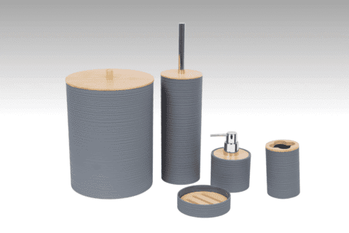 Badezimmer- Zubehör-Set 5-tlg Grau