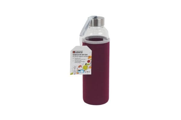 Trinkflasche aus Glas mit Neoprenhülle 0.55l Rot