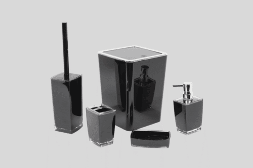 Badezimmer- Zubehör-Set/ 5-tlg Schwarz