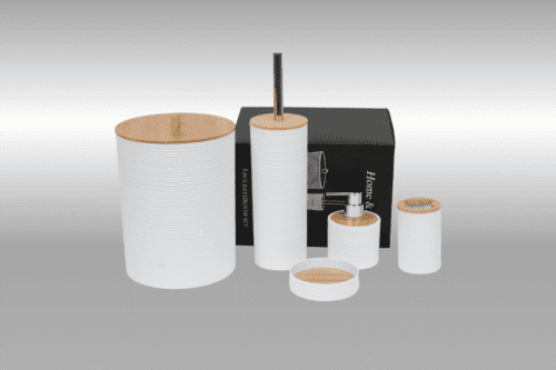 Badezimmer- Zubehör-Set 5-tlg Weiss