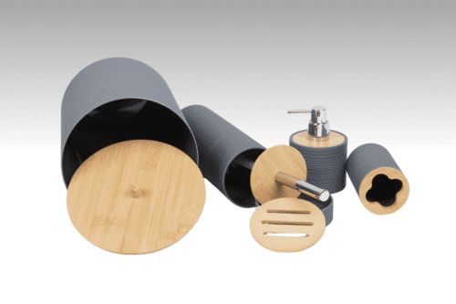 Badezimmer- Zubehör-Set 5-tlg Grau