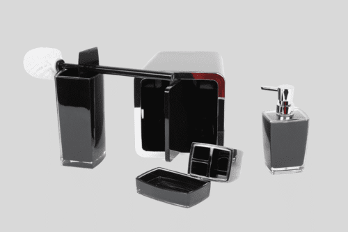 Badezimmer- Zubehör-Set/ 5-tlg Schwarz