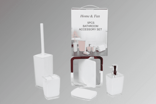 Badezimmer- Zubehör-Set / 5-tlg Weiss