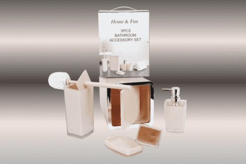 Badezimmer- Zubehör-Set / 5-tlg Beige