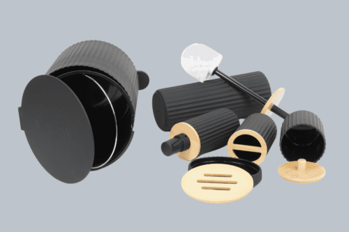 Badset 6-teilig Kunststoff schwarz/Bambus