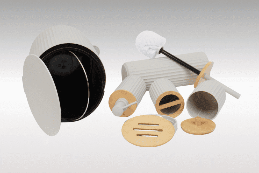 Badset 6-teilig Kunststoff beige/Bambus - Image 2