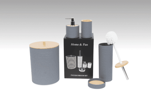 Badezimmer- Zubehör-Set 5-tlg Grau