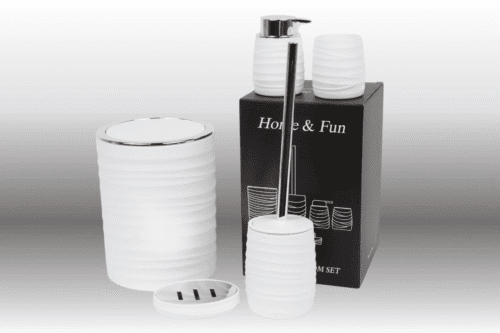 Badezimmer- Zubehör-Set Weiss