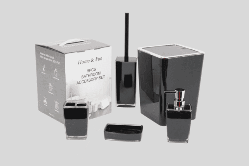 Badezimmer- Zubehör-Set/ 5-tlg Schwarz