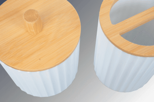 Badset 6-teilig Kunststoff weiss/Bambus