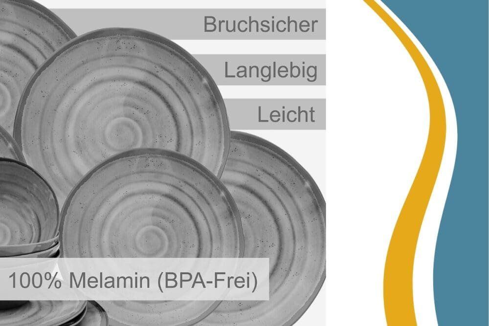 Melamin Geschirr Set 12 Teile für 4 Personen - Image 8