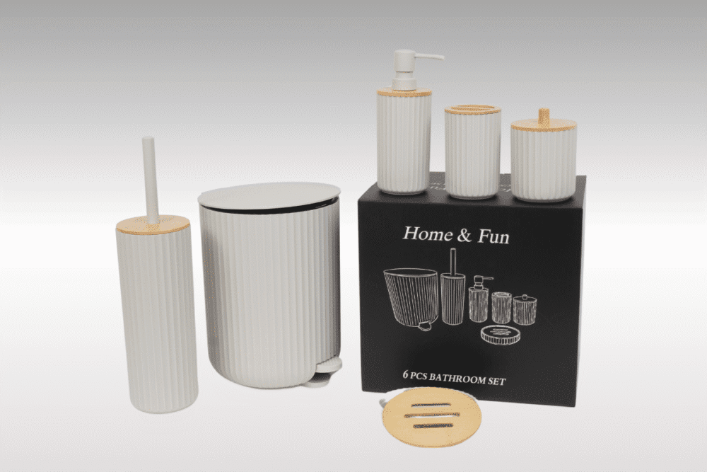 Badset 6-teilig Kunststoff beige/Bambus - Image 3