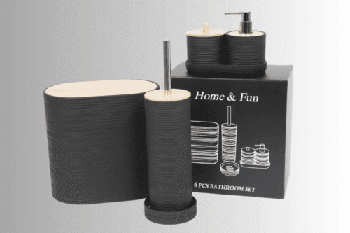 Badezimmer 6-teiliges Set - Schwarz