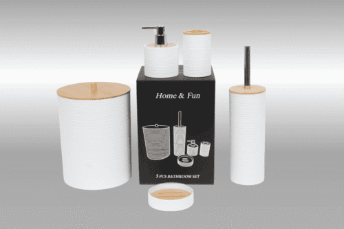 Badezimmer- Zubehör-Set 5-tlg Weiss