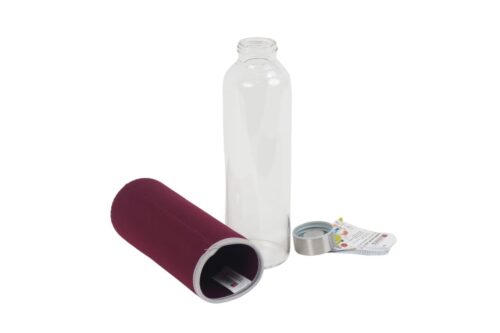 Trinkflasche aus Glas mit Neoprenhülle 0.55l Rot