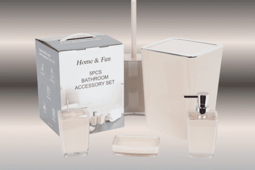 Badezimmer- Zubehör-Set / 5-tlg Beige