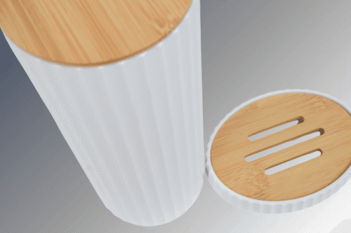 Badset 6-teilig Kunststoff weiss/Bambus