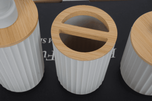 Badset 6-teilig Kunststoff beige/Bambus