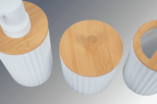 Badset 6-teilig Kunststoff weiss/Bambus