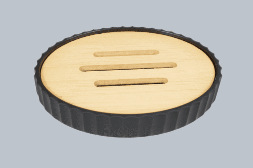 Badset 6-teilig Kunststoff schwarz/Bambus