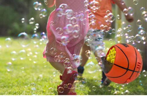 Seifenblasenmaschine für Kinder – Fussball und Basketball