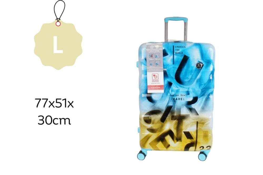 Hartschalenkoffer Set TSA Schloss – Just Life Design – 3 Grössen, Blau/Gelb