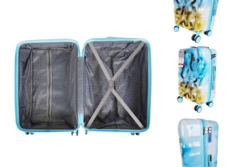 Hartschalenkoffer Set TSA Schloss – Just Life Design – 3 Grössen, Blau/Gelb