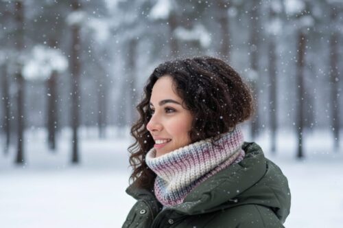 Just Life Strickmütze Farbverlauf Creme Rosa Hellblau