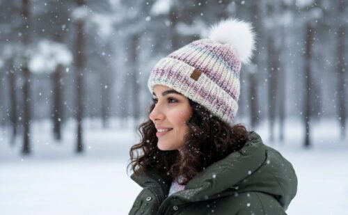 Just Life Strickmütze Farbverlauf Creme Rosa Hellblau