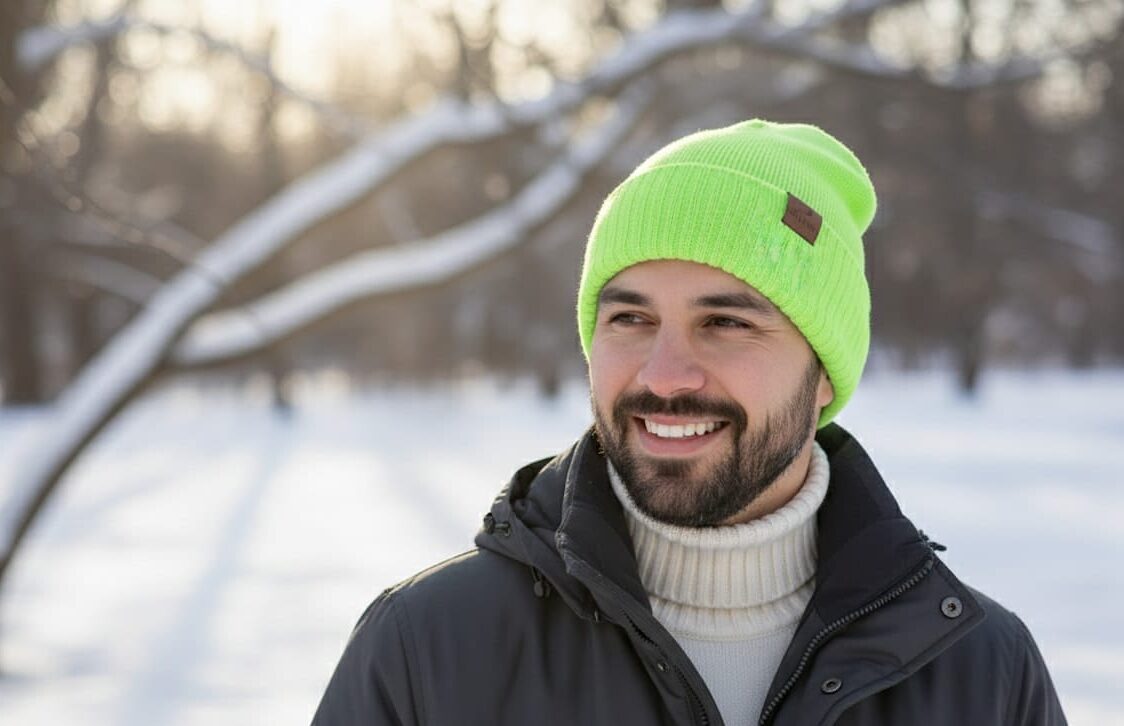 Just Life Beanie Neongrün – weiche Strickmütze für Damen und Herren