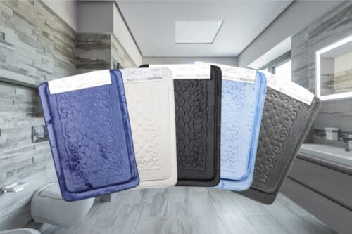 Badematten mit Viscoschaum 2er Set Barock im Badezimmer auf Fliesenboden